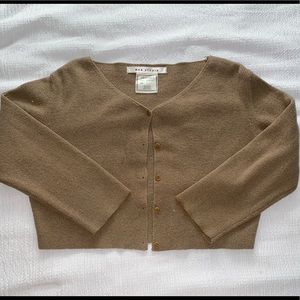 Brown cropped button up sweater